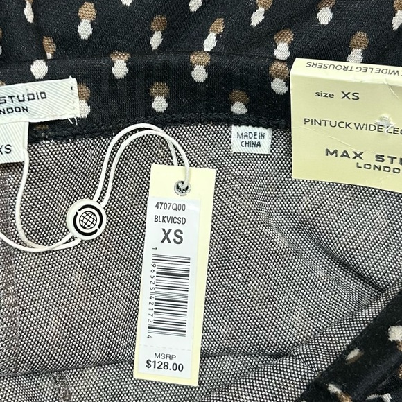 Max Studio London Pintuck Wide Leg Trouser High Rise Full Length Size XS NWT - Picture 5 of 8